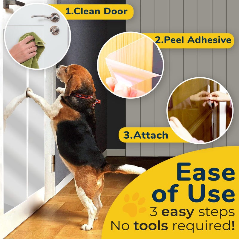 PROTECTO Cat & Dog Scratch Door Protector with Utility Knife - 60" x 8" Clear Wall Protector for Pet Scratching - Sticky and Self-Adhesive Deterrent Vinyl Surface - Easy Customization & Installation - Image 3